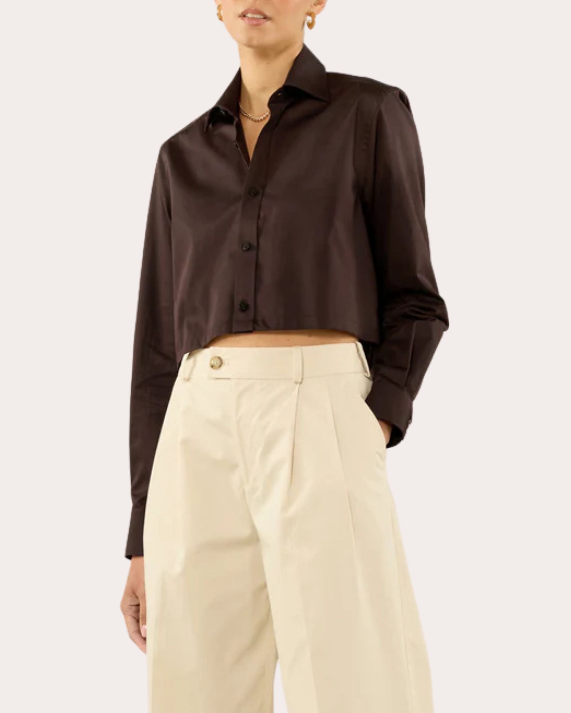 The Cropped Cotton Poplin Button-Up Shirt