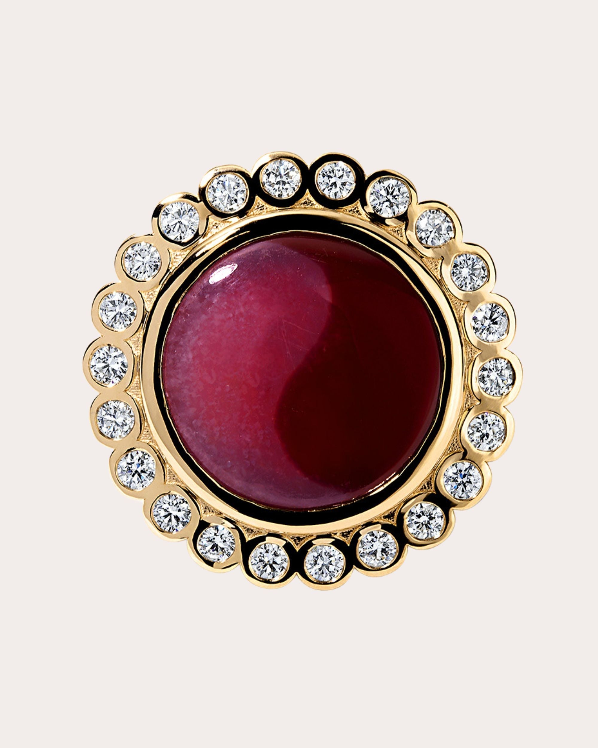 Yin-Yang 14K Gold Agate and Diamond Ring