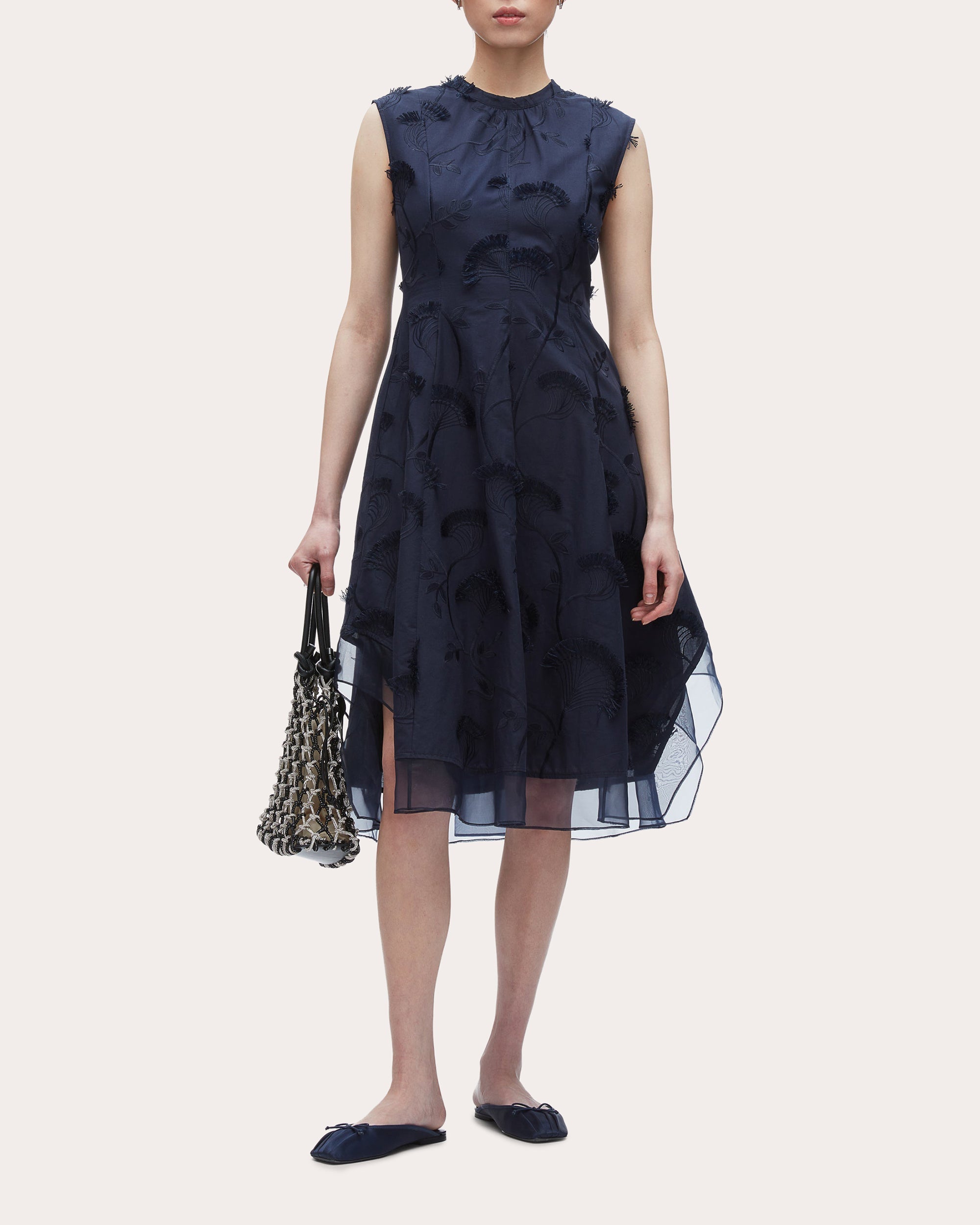 Floral Fil-Coupé Cotton Organza Midi Dress