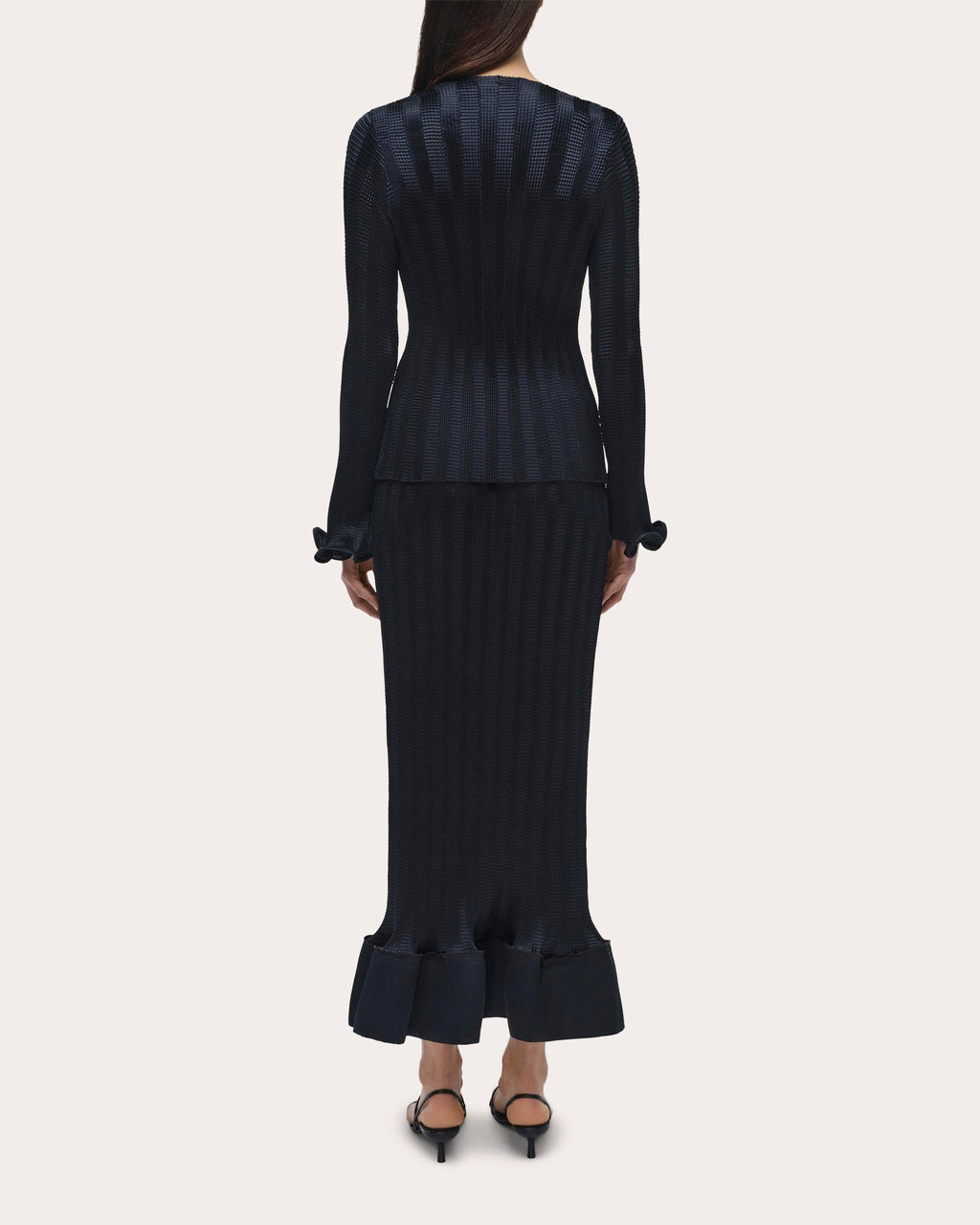 Hollis Textured Stripe Flared Midi Skirt