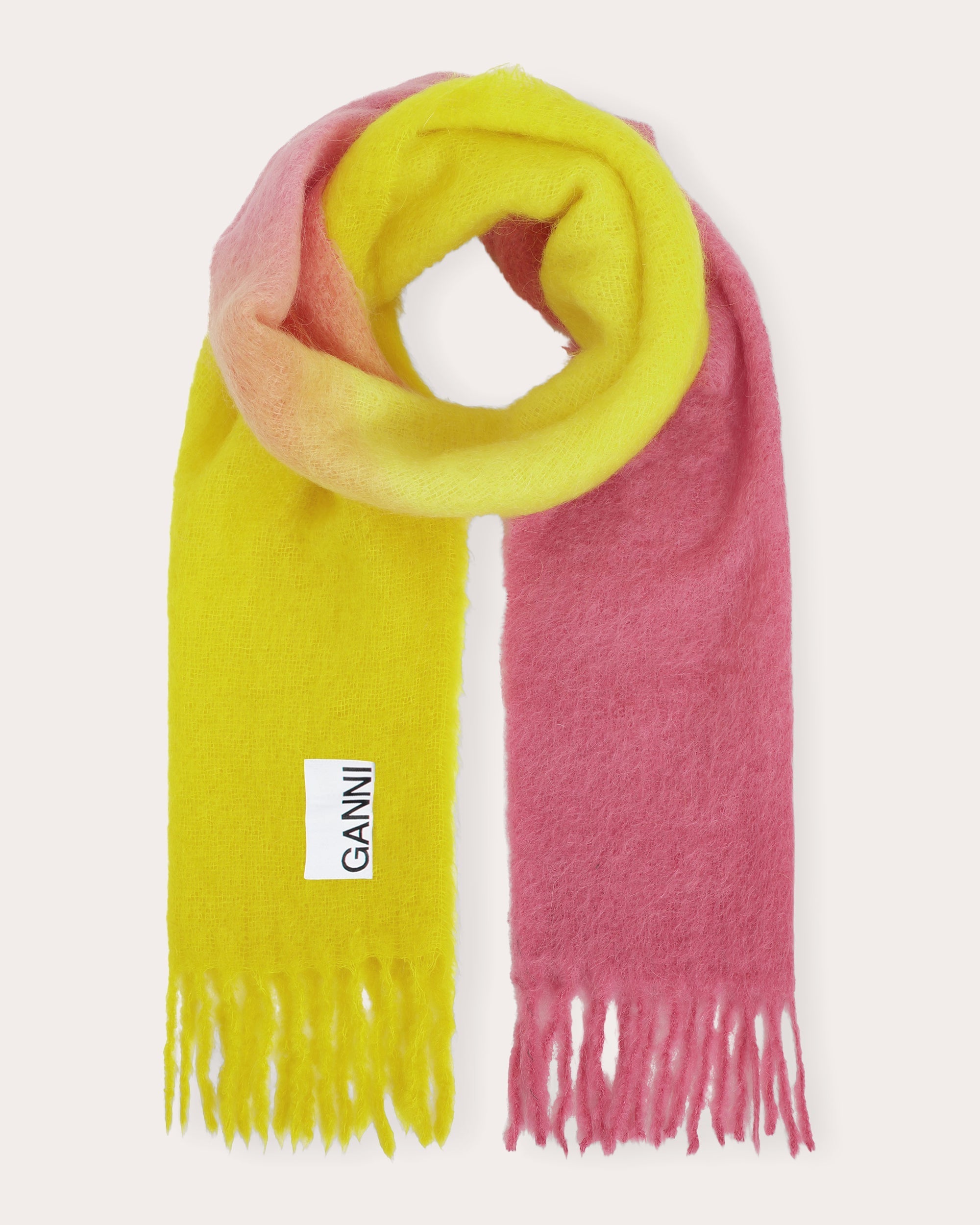 Mohair Gradient Fringed Scarf
