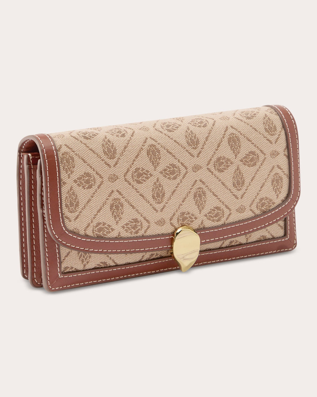 Adelie Leather-Trimmed Woven Jacquard Clutch Wallet