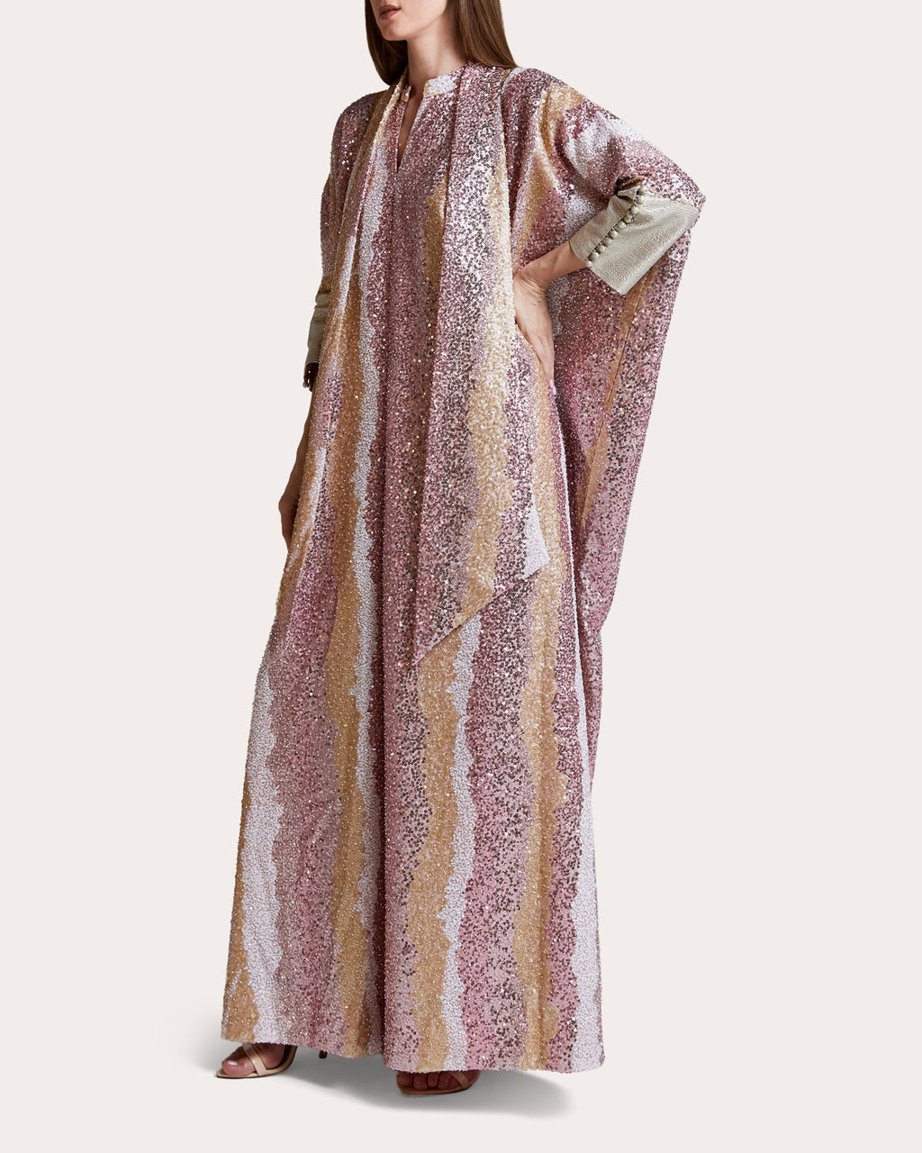 Desert Rose Draped Sequin-Embellished Gown