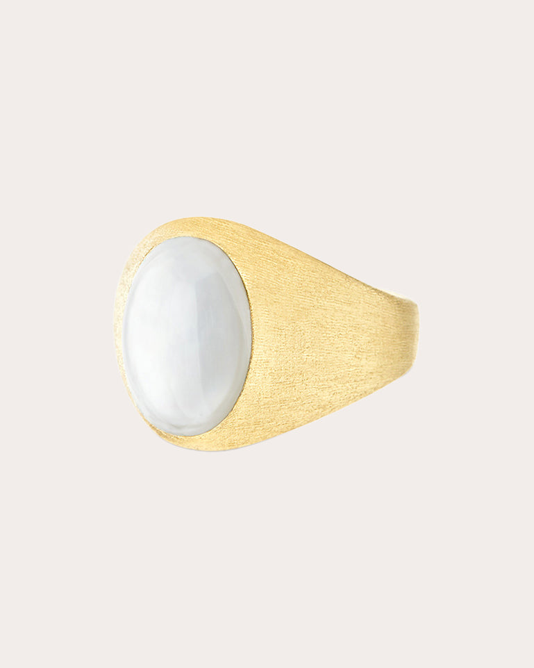 Small Dolce Vita 18K Gold Mother of Pearl and Rock Crystal Ring