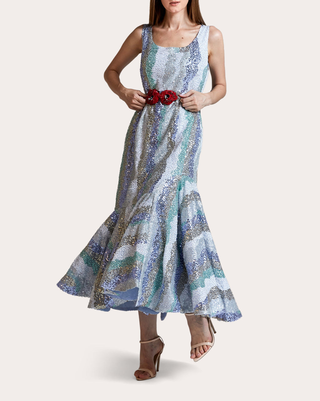 Twilight Sequined Tulle Midi Dress