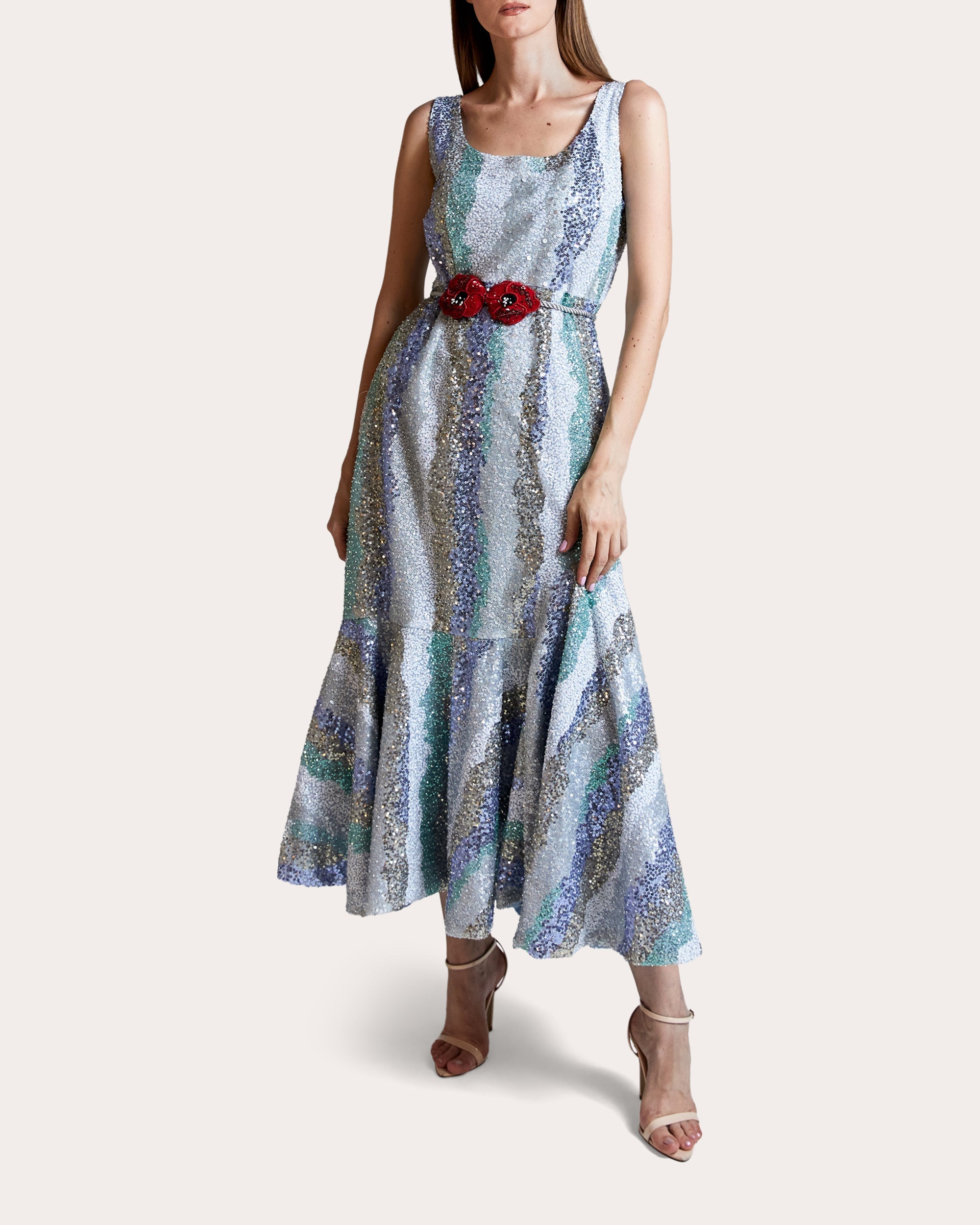 Twilight Sequined Tulle Midi Dress