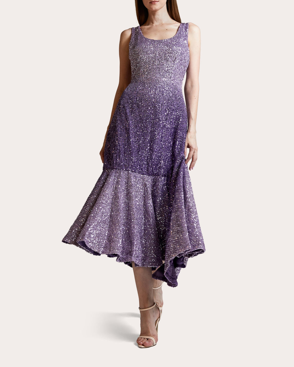 Amethyst Sequined Asymmetric Midi Dress