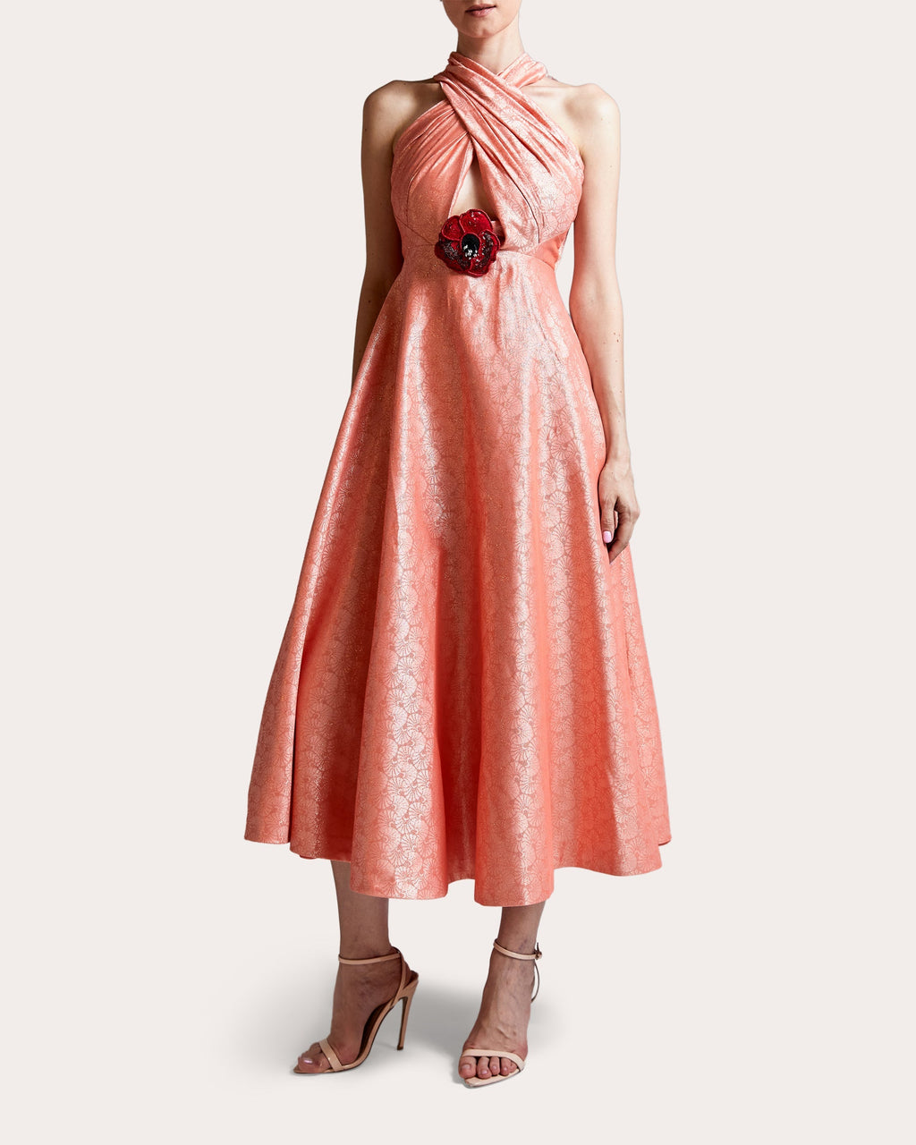 Bloom Embellished Jacquard Midi Dress