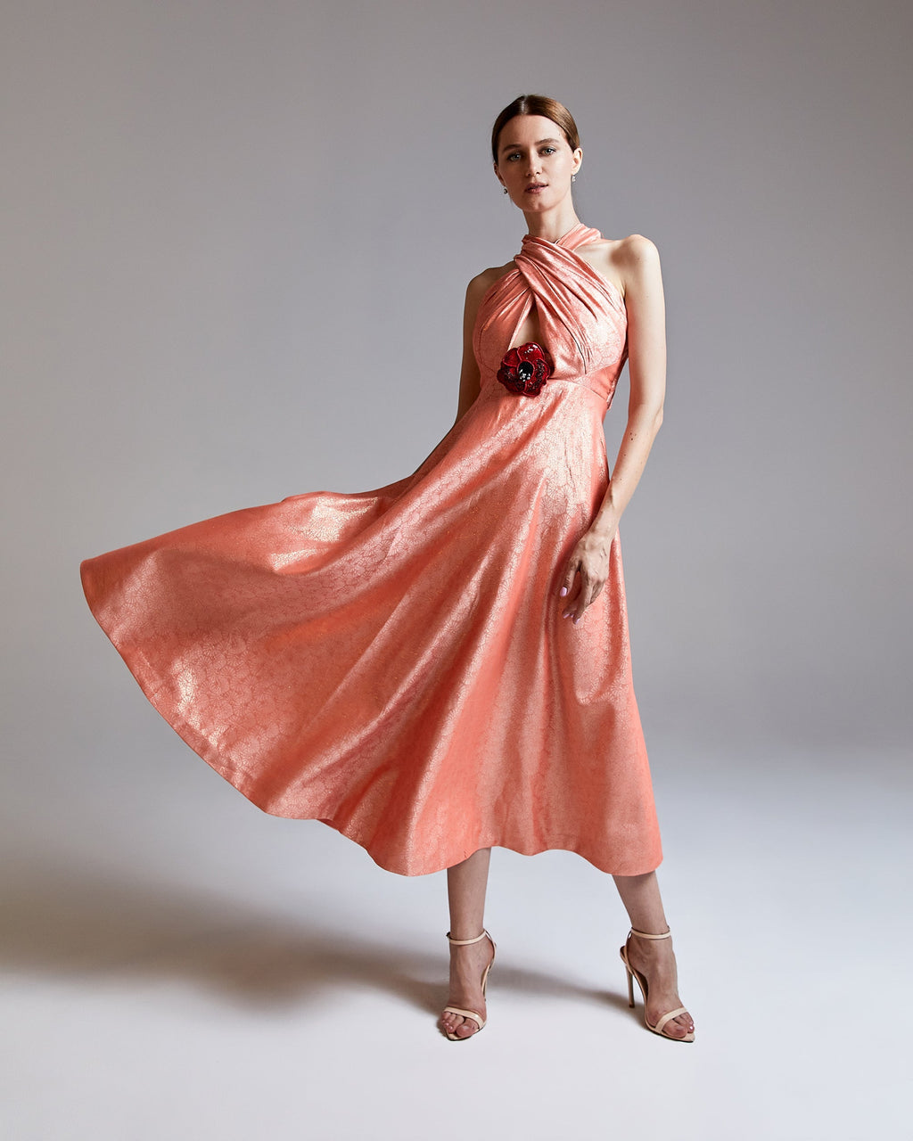 Bloom Embellished Jacquard Midi Dress