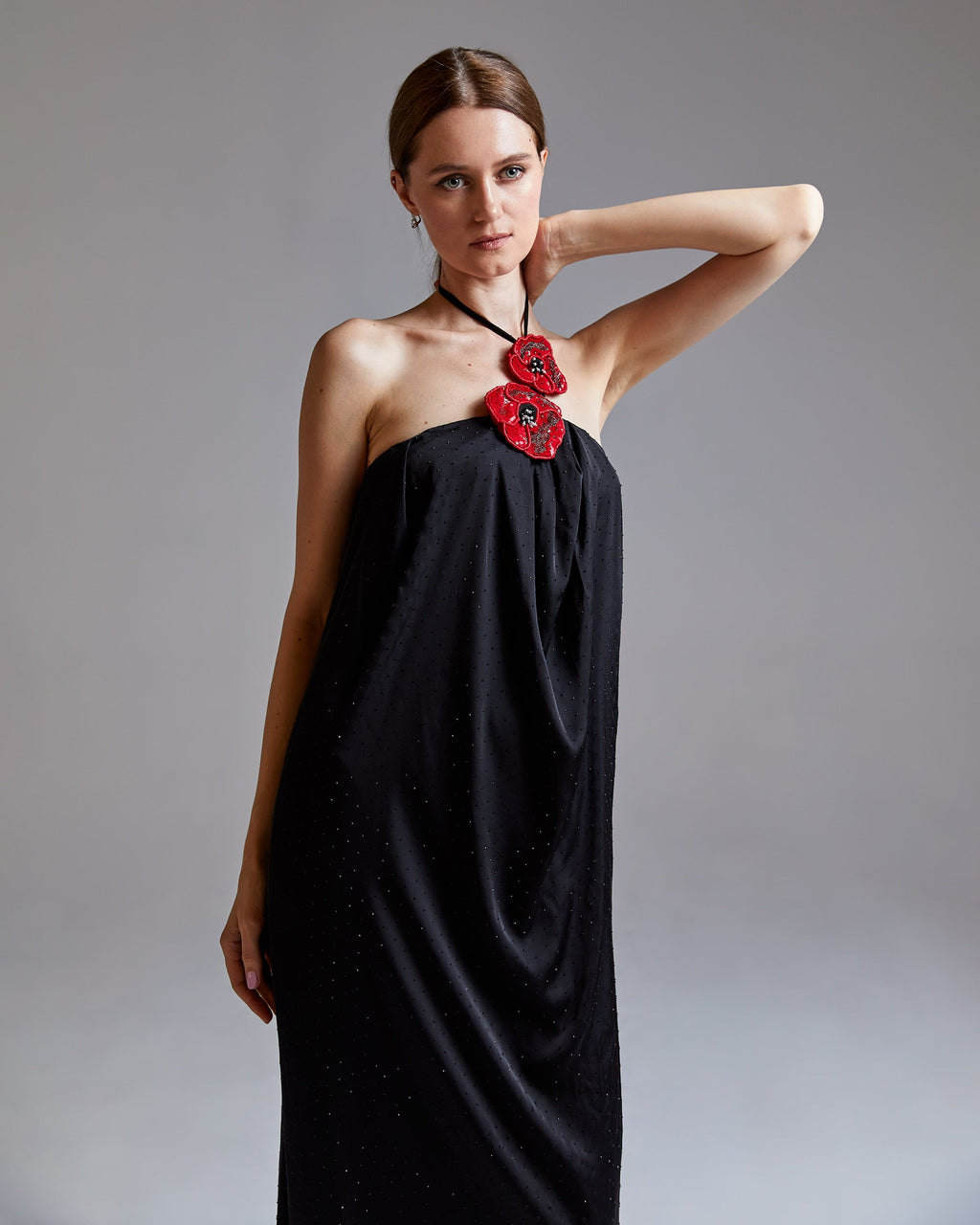 Poppy Crystal-Embellished Silk Midi Dress