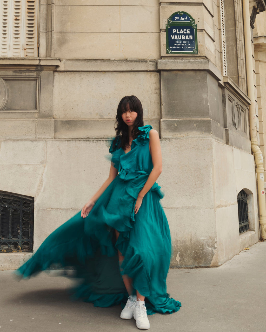 Ollie Ruffled Wrap-Effect Silk Gown