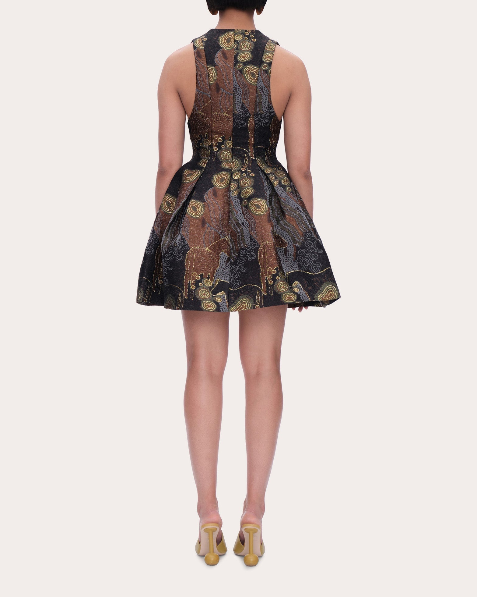 Venti Pleated Jacquard Mini Dress