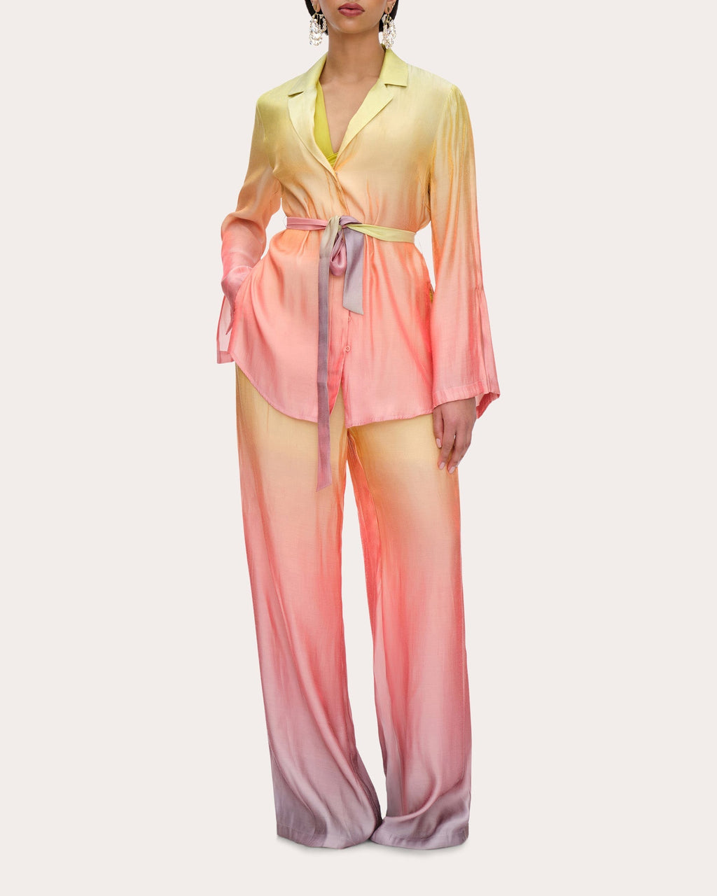 Bata Ombré Chiffon Wide-Leg Pants