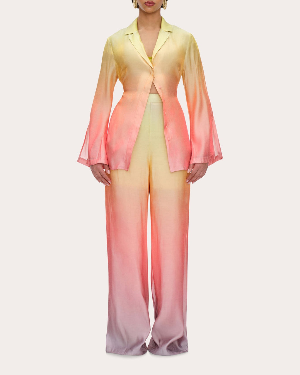 Bata Ombré Chiffon Wide-Leg Pants