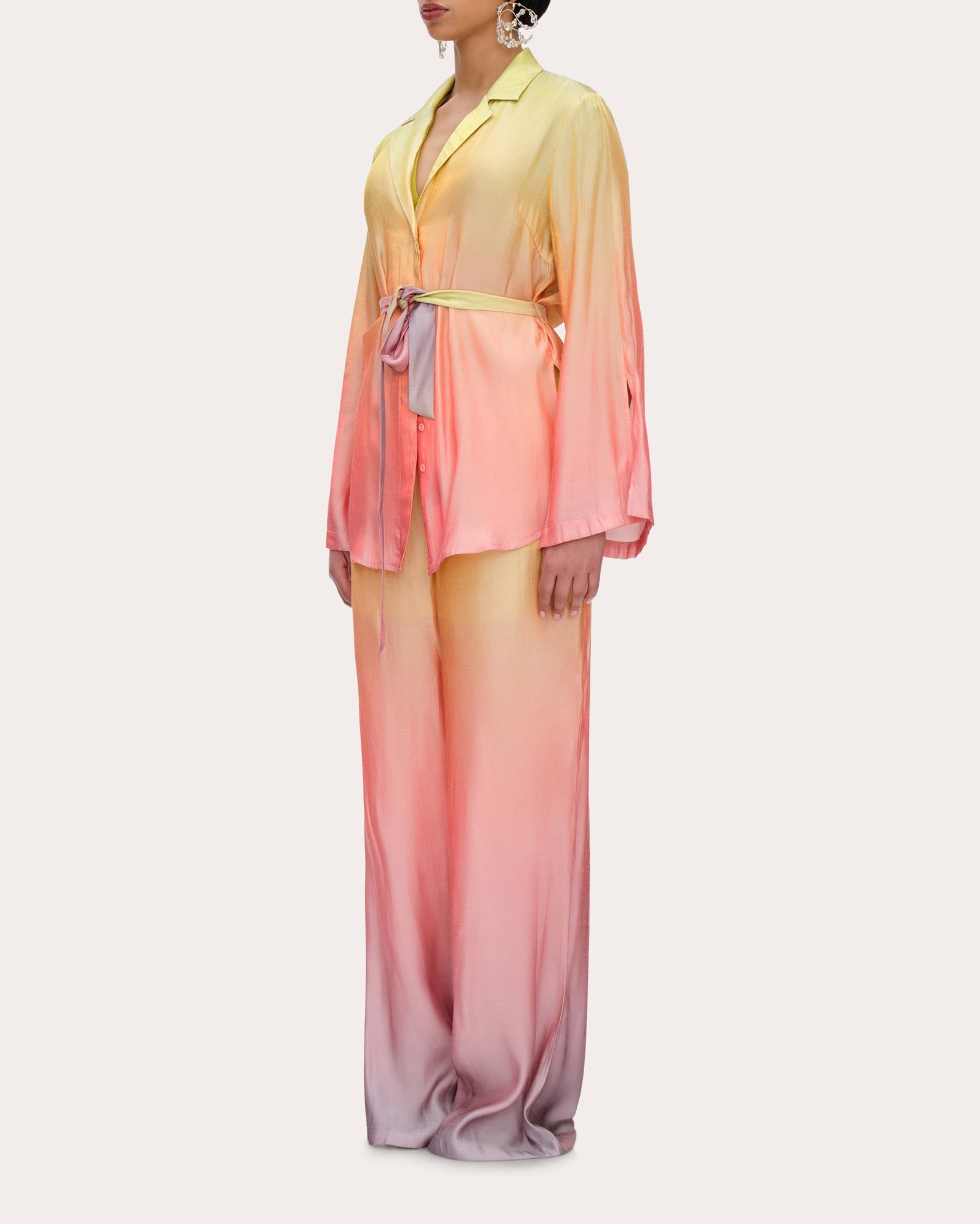 Bata Ombré Chiffon Wide-Leg Pants