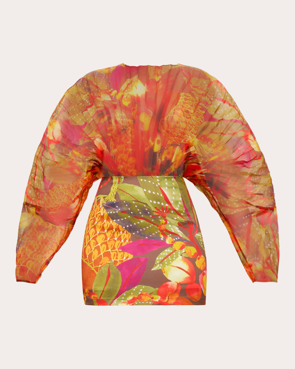 Odi Printed Organza and Satin Mini Dress