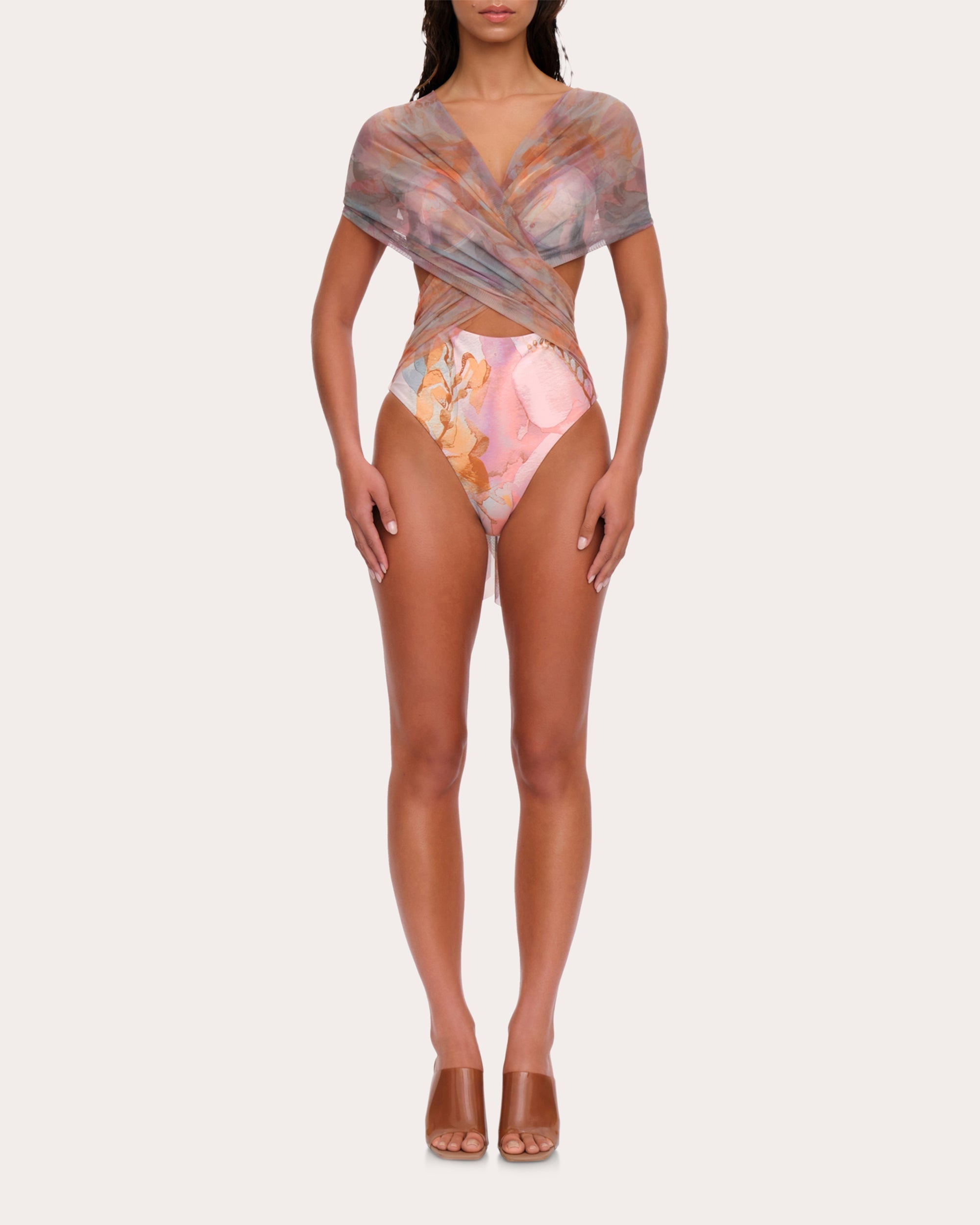 Ando Convertible Printed Mesh Swimsuit