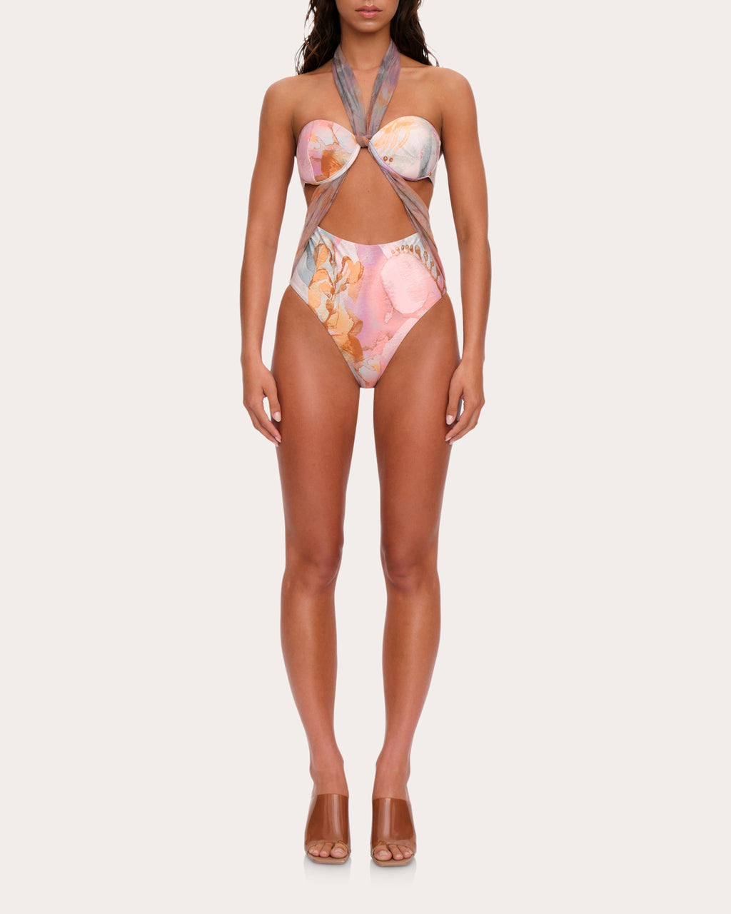 Ando Convertible Printed Mesh Swimsuit