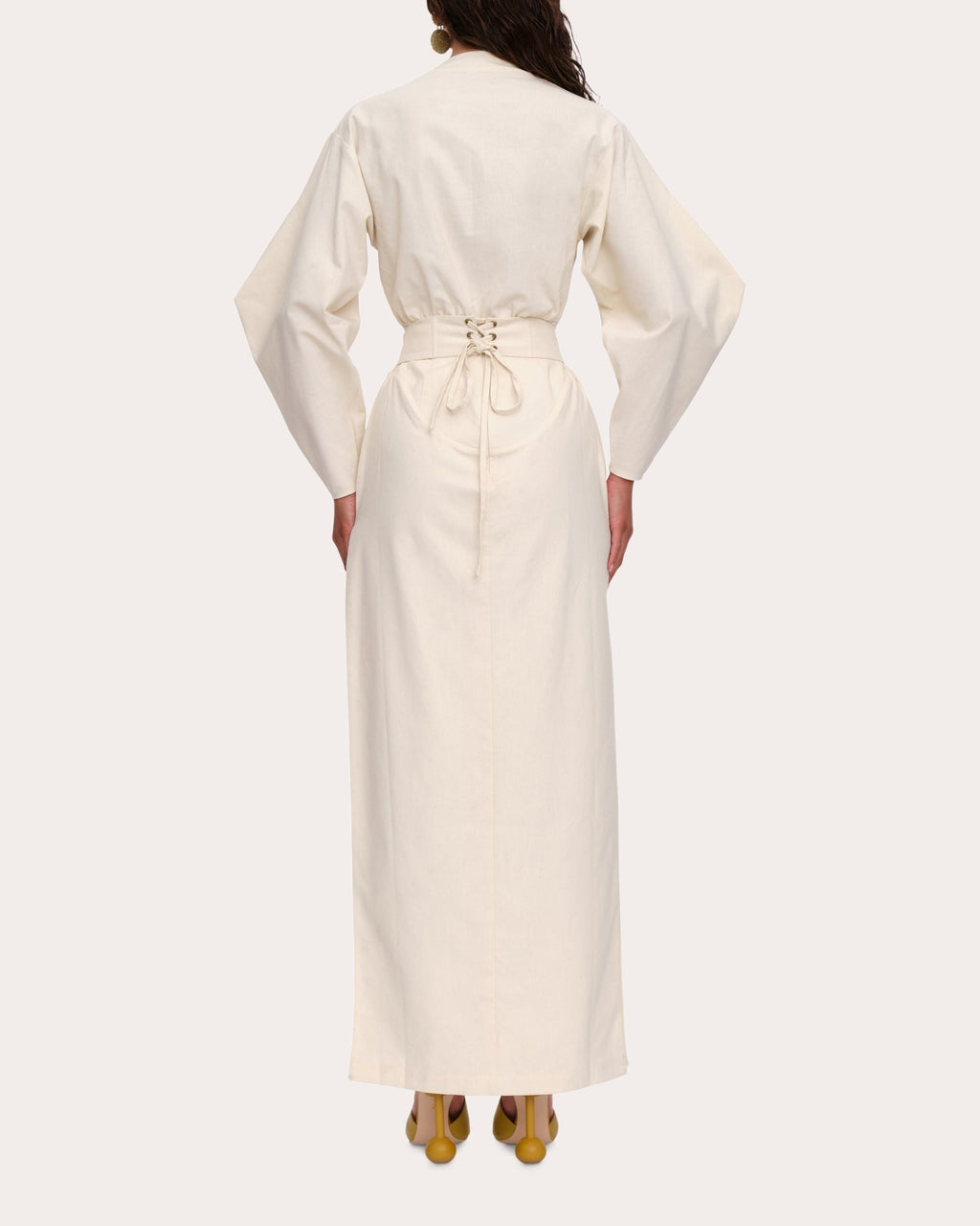 Lino Corset-Detail Linen-Blend Maxi Skirt