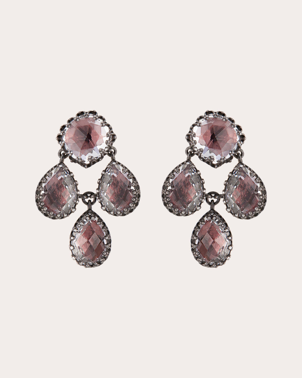 Antoinette Rhodium-Dipped Quartz Girandole Earrings