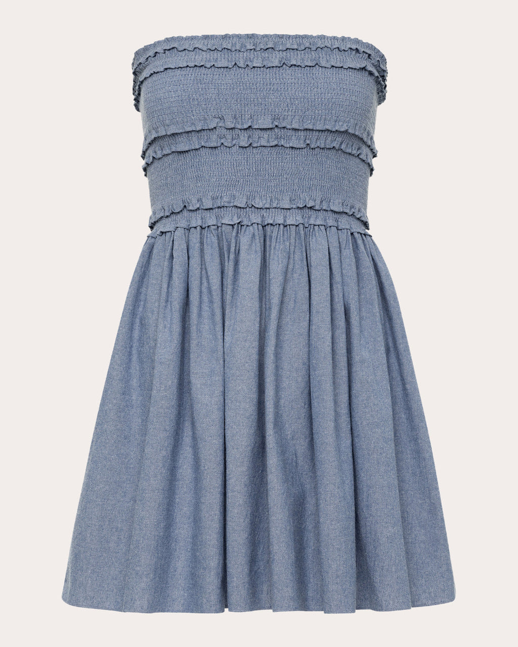 Anya Smocked Chambray Mini Dress