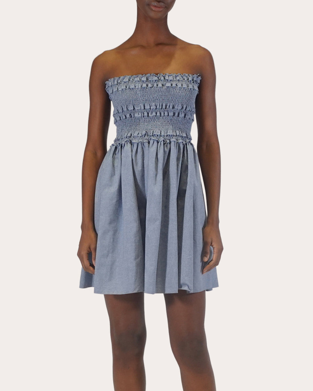 Anya Smocked Chambray Mini Dress