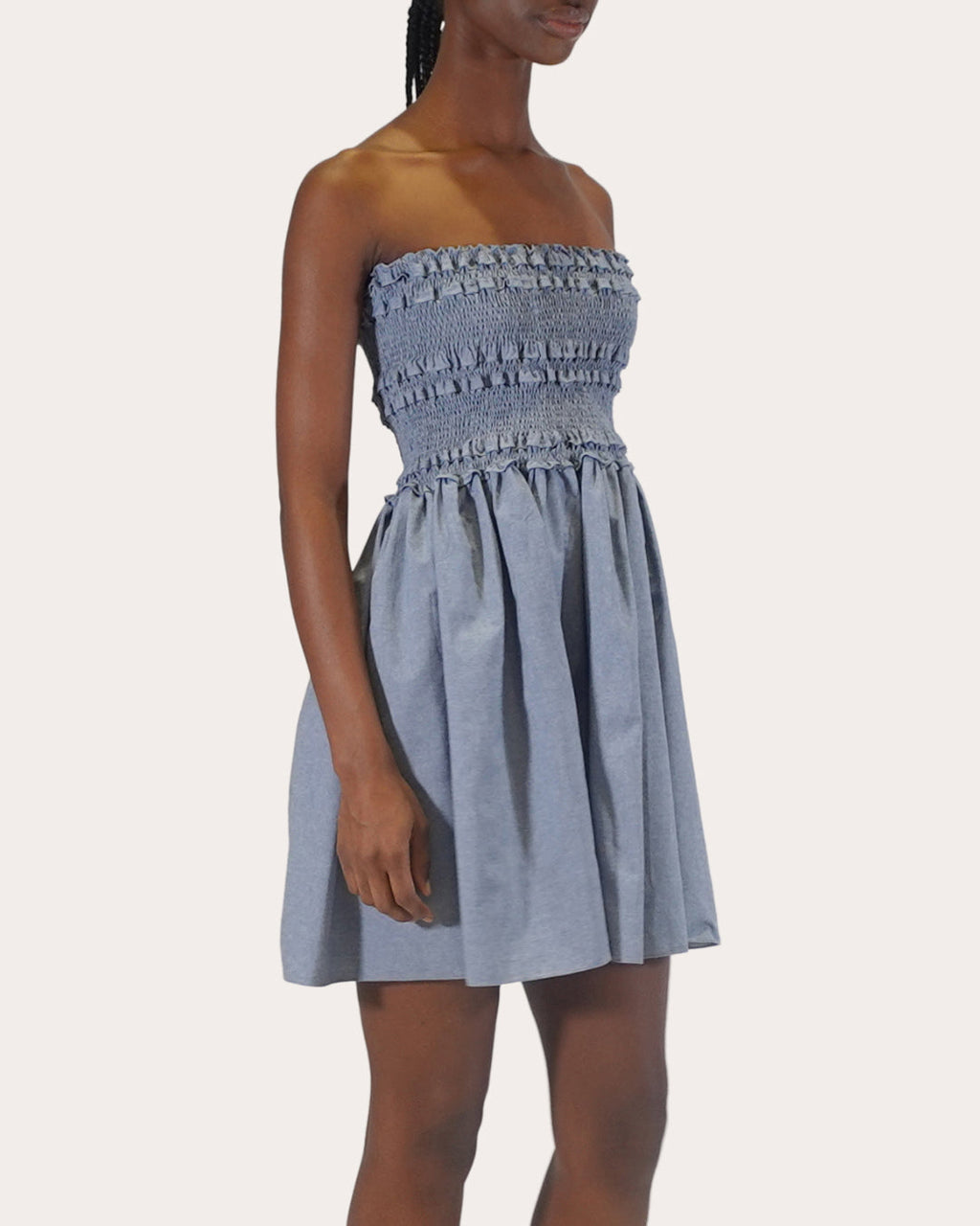 Anya Smocked Chambray Mini Dress