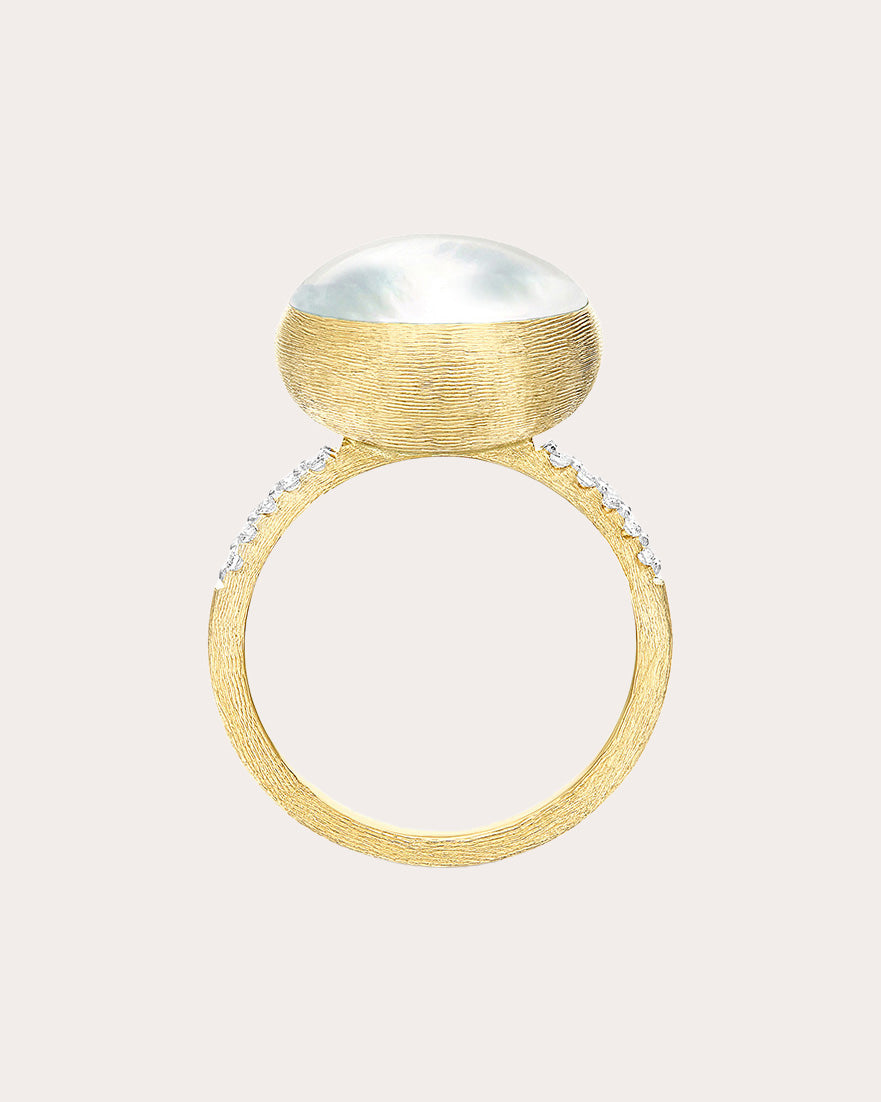 Dolce Vita 18K Gold Mother of Pearl Rock Crystal and Diamond Ring