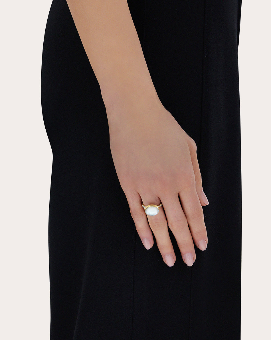 Dolce Vita 18K Gold Mother of Pearl Rock Crystal and Diamond Ring