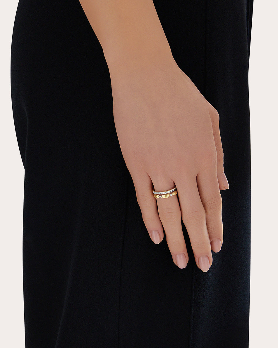 Élite 18K Gold Diamond Double-Band Ring