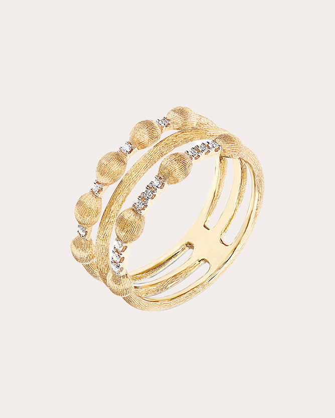 Élite 18K Gold Diamond Triple-Band Ring
