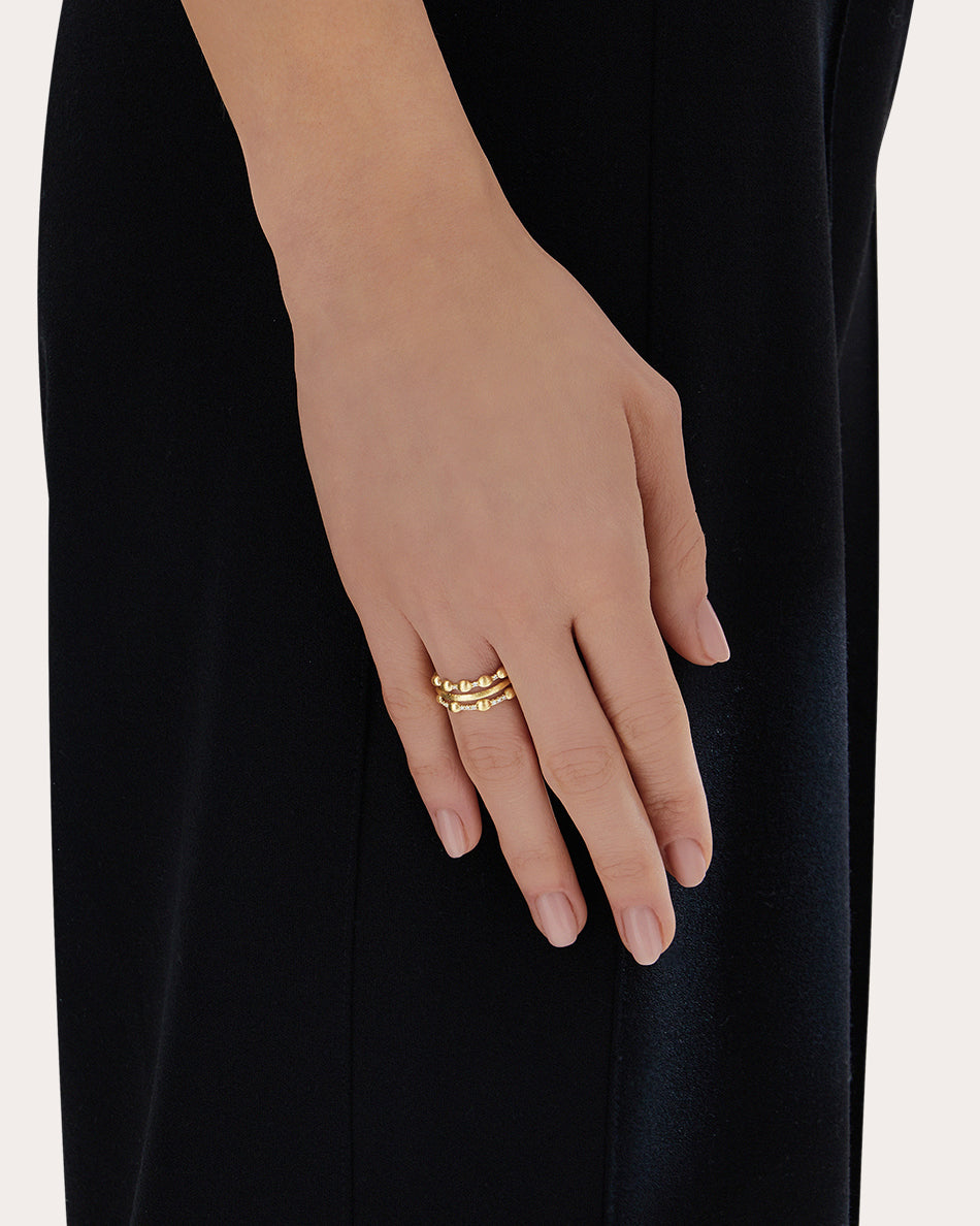 Élite 18K Gold Diamond Triple-Band Ring
