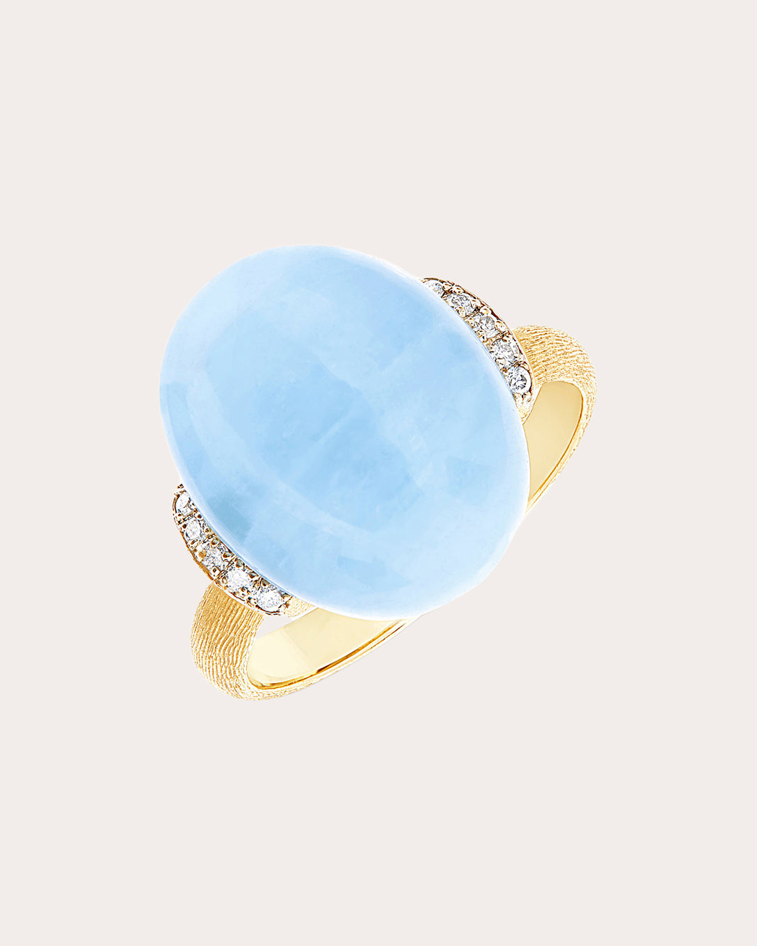 Large Azure 18K Gold Aquamarine and Diamond Ring