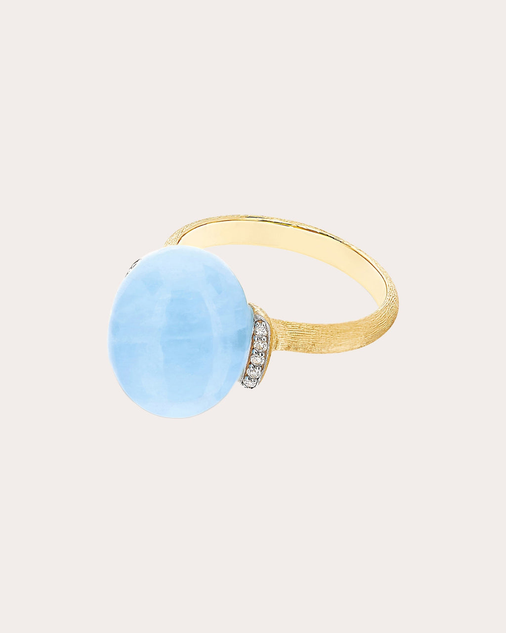 Large Azure 18K Gold Aquamarine and Diamond Ring
