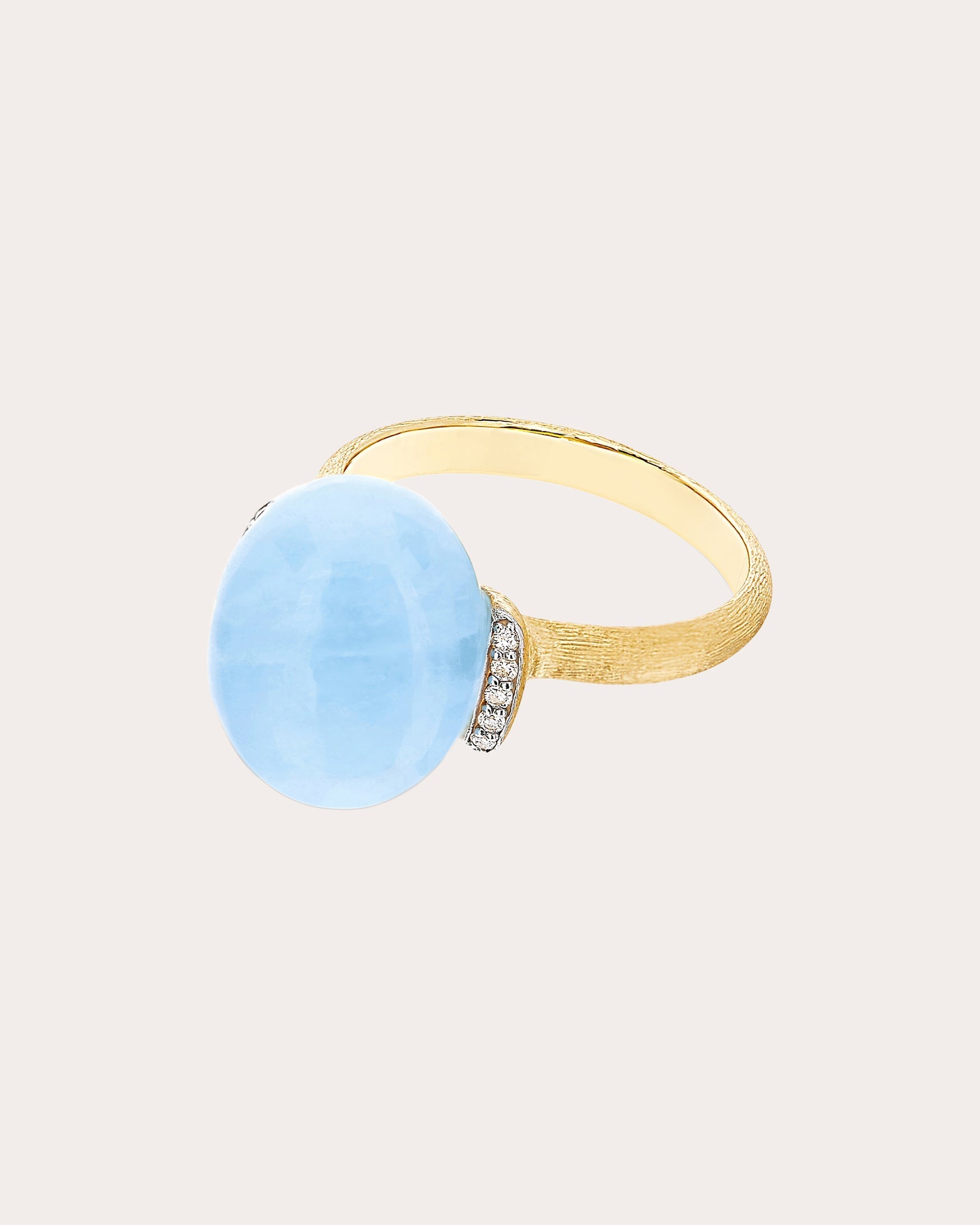 Large Azure 18K Gold Aquamarine and Diamond Ring