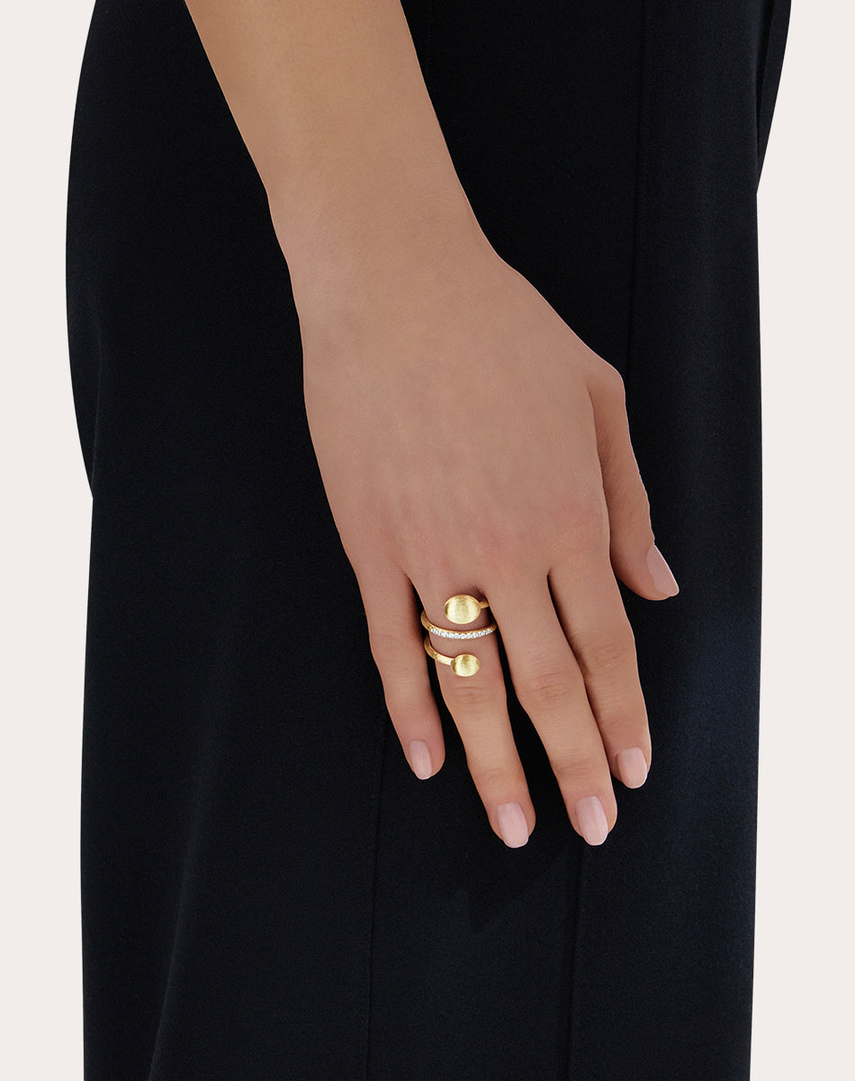 Elite Spiral 18K Gold Diamond Ring