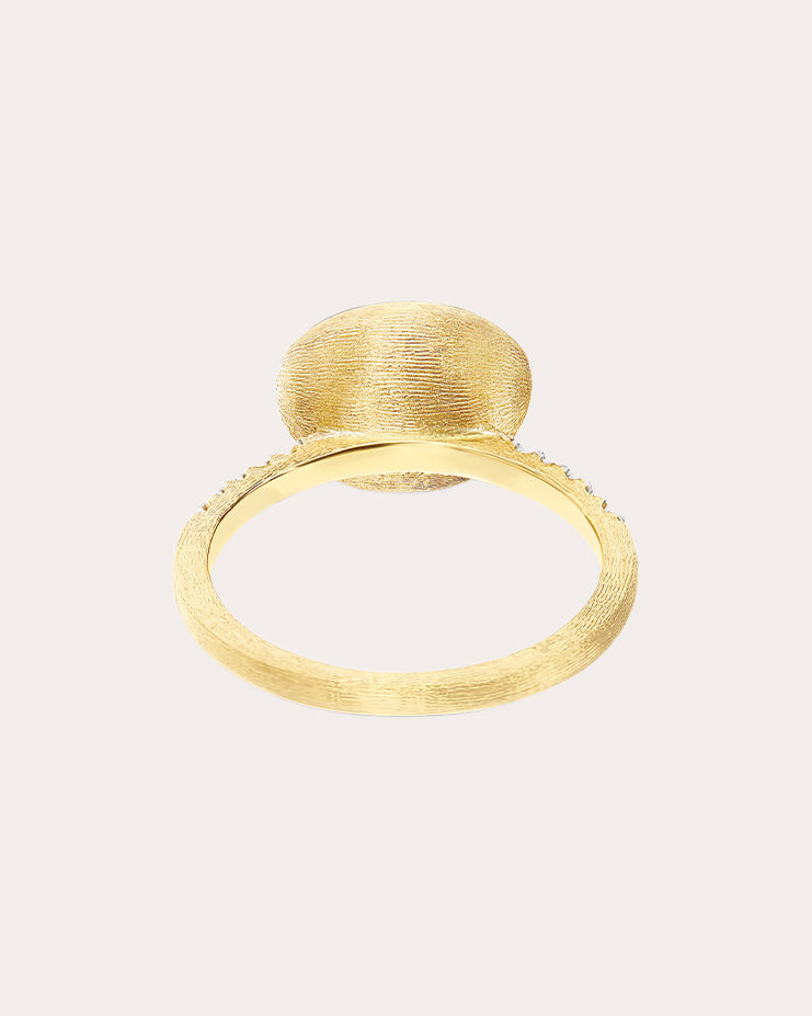 Small Boules 18K Gold Jadeite Rock Crystal and Diamond Ring