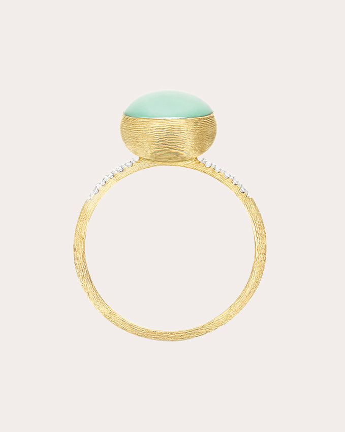 Small Boules 18K Gold Jadeite Rock Crystal and Diamond Ring