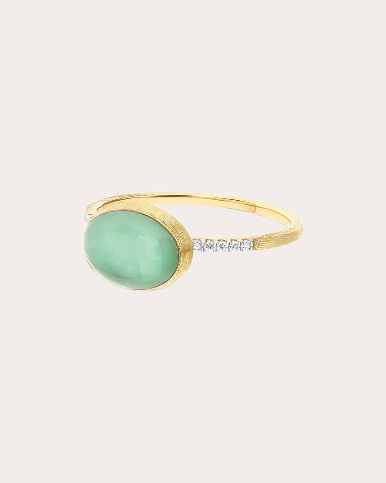 Small Boules 18K Gold Jadeite Rock Crystal and Diamond Ring