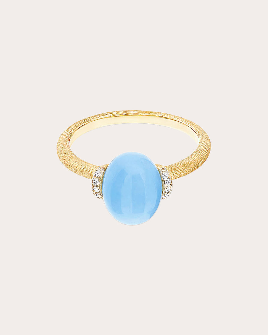 Small Azure 18K Gold Aquamarine and Diamond Ring