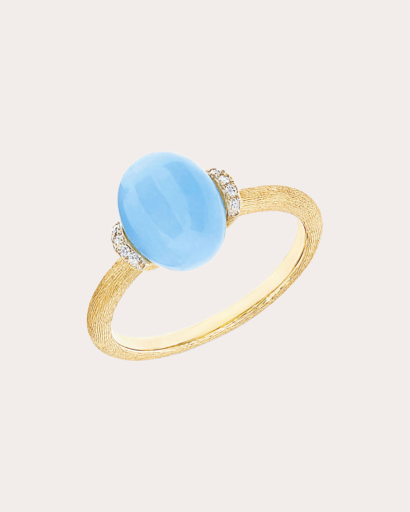 Small Azure 18K Gold Aquamarine and Diamond Ring