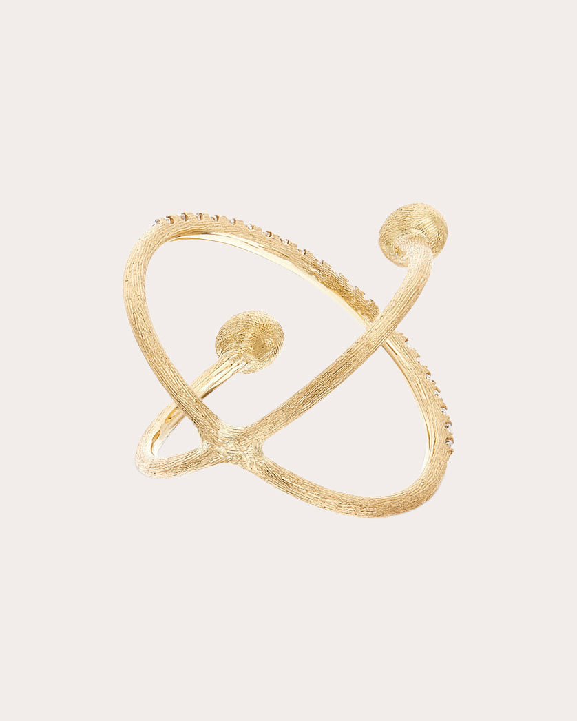 Elite Criss Cross 18K Gold Diamond Ring