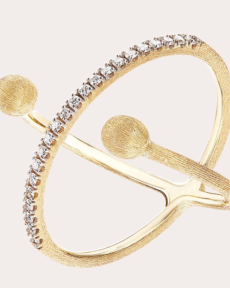 Elite Criss Cross 18K Gold Diamond Ring