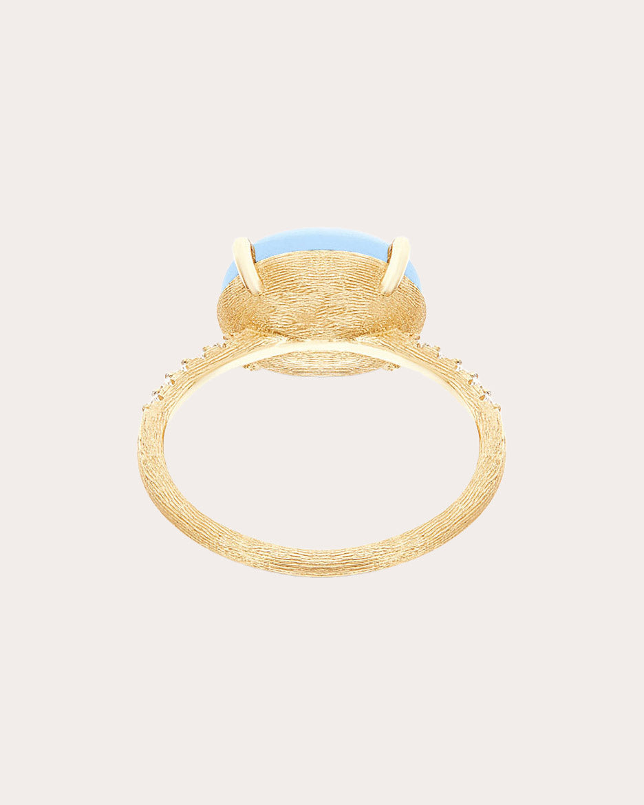 Azure 18K Gold Aquamarine and Diamond Stackable Ring