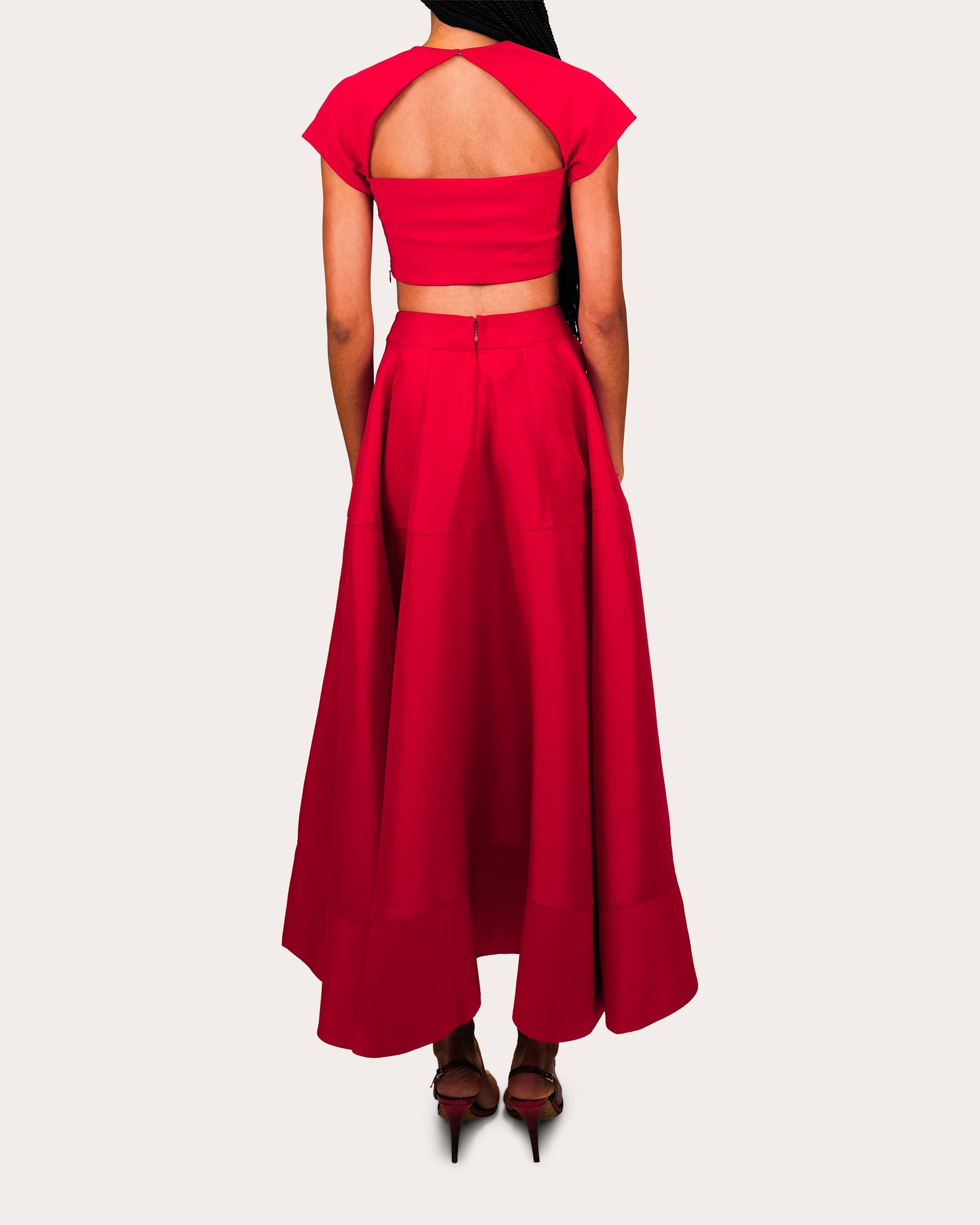 Avani Paneled Satin Midi Skirt