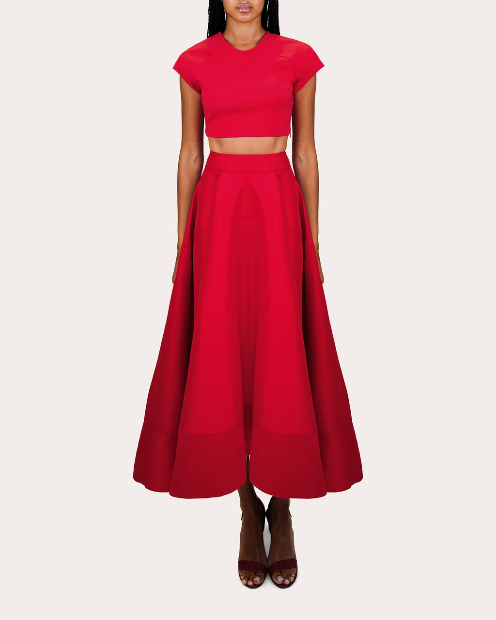 Avani Paneled Satin Midi Skirt