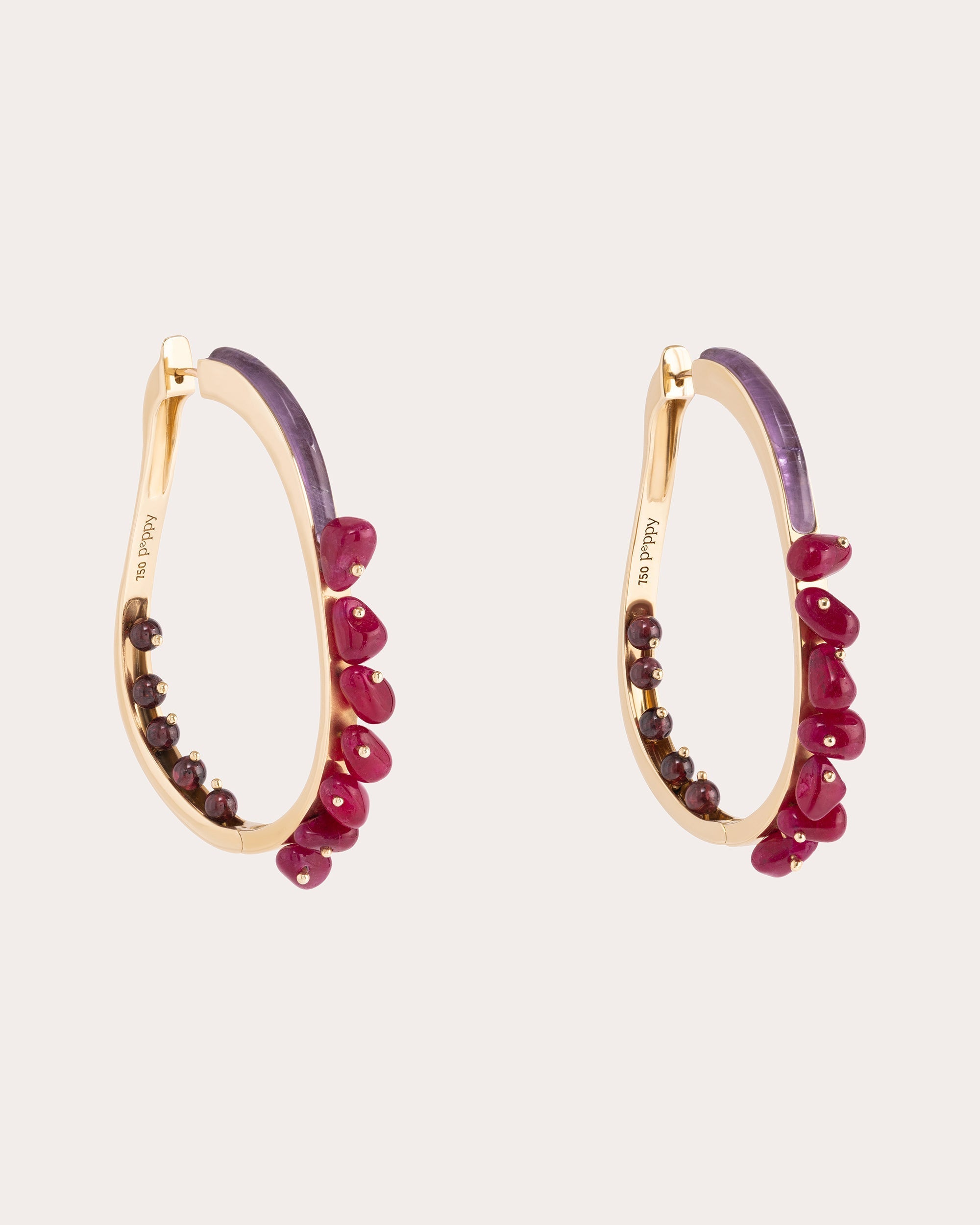 Woohoo 18K Gold Multi-Stone Hoop Earrings
