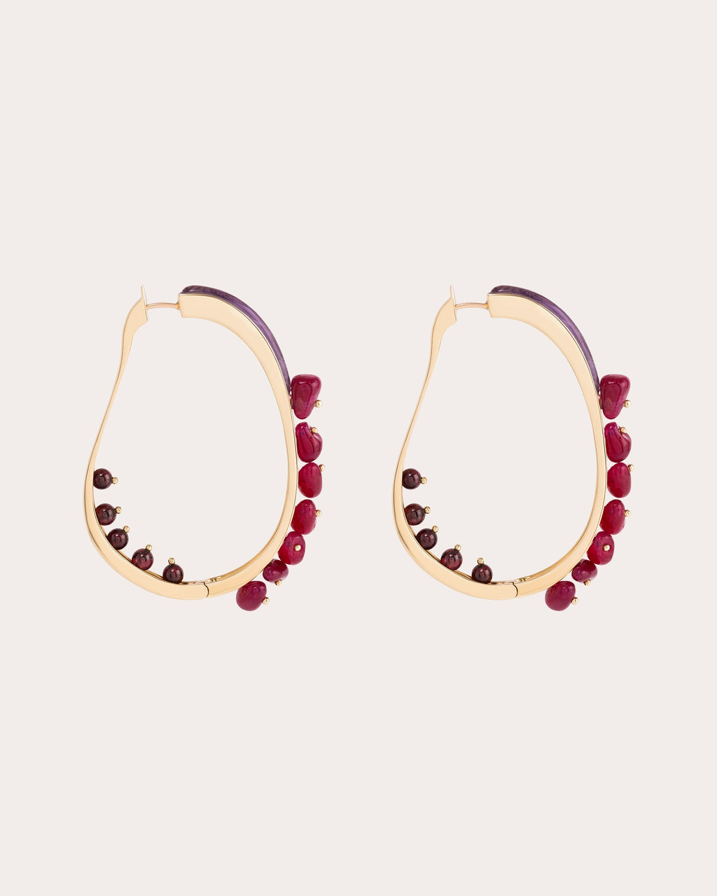 Woohoo 18K Gold Multi-Stone Hoop Earrings