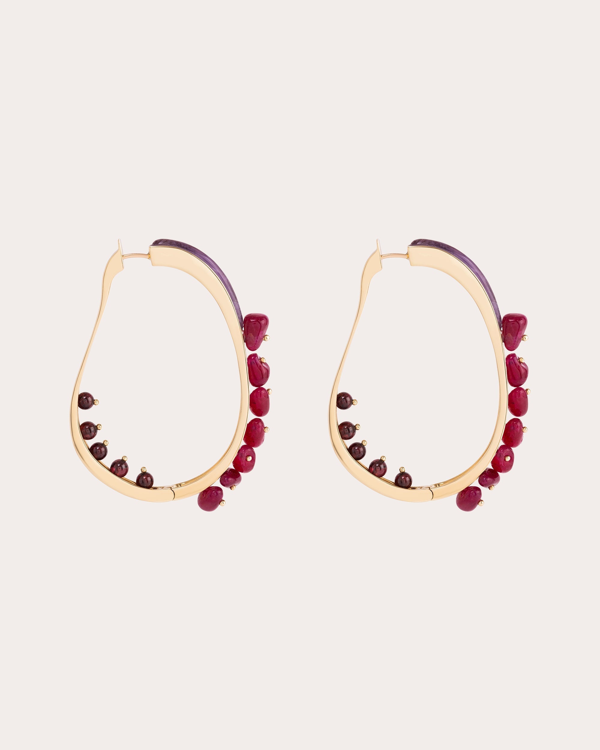Woohoo 18K Gold Multi-Stone Hoop Earrings