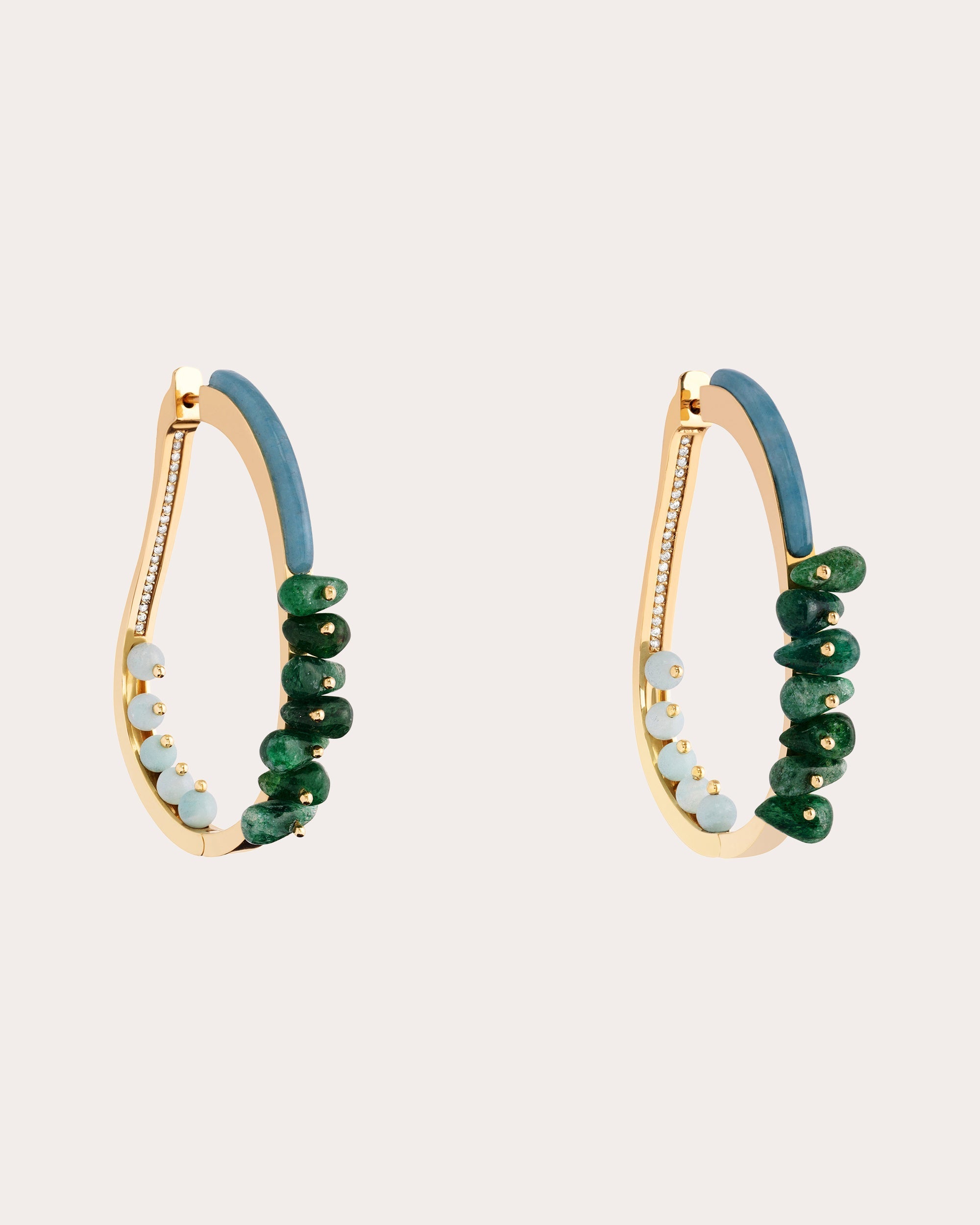 Woohoo 18K Gold Multi-Stone Hoop Earrings